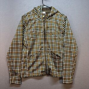 Vintage Burton Jacket Womens Large Houndstooth Hooded Fleece Ski Snowboard